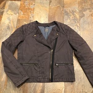 Gap Charcoal Gray Quilted Moto Jacket Size 8